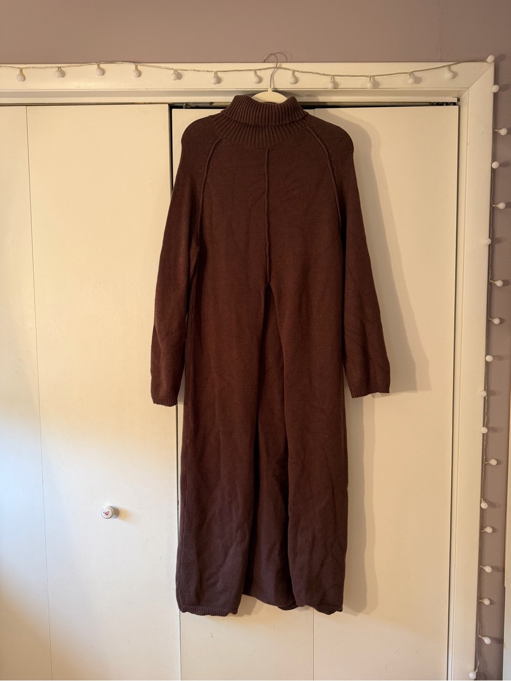 Women’s Brown Knit Long Sleeve Slit Sweater